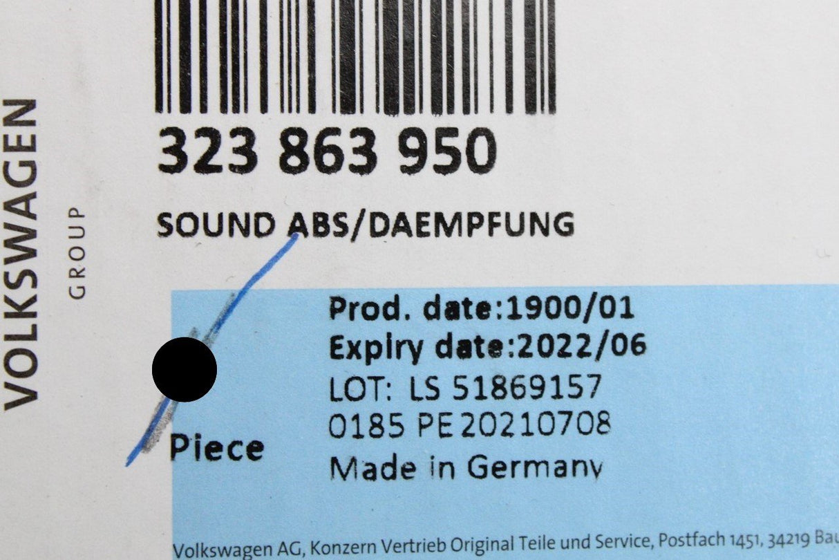 VW Audi Skoda SEAT sound absorber insulation (self-adhesive) 323863950