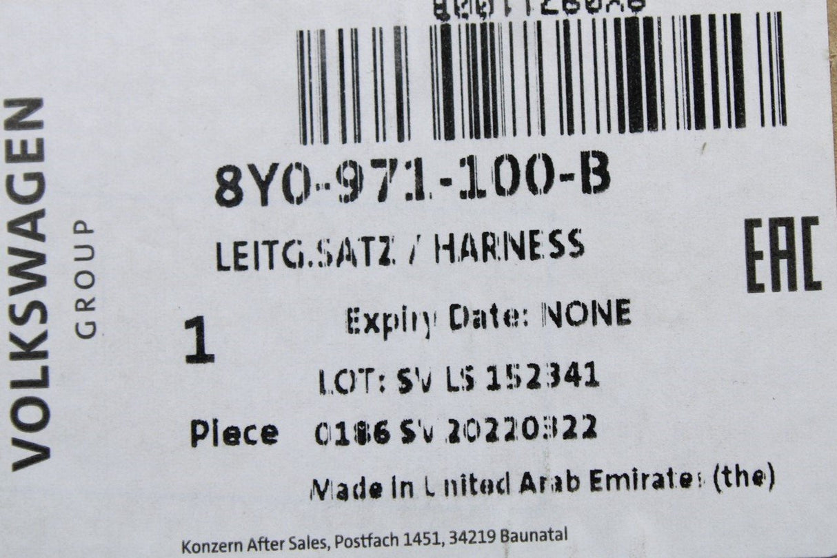 Audi A3 2020-on roof wiring harness 8Y0971100B