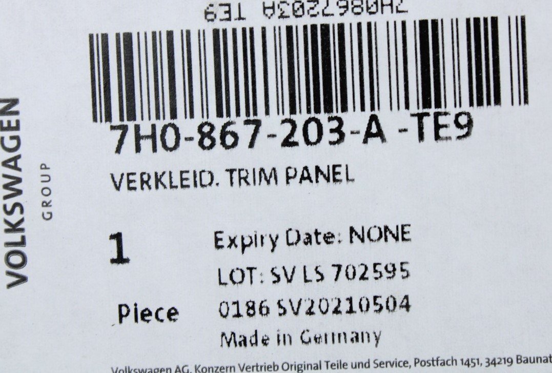 VW Transporter T6 2016-19 Sliding door panel (Left Lower) 7H0867203A TE9