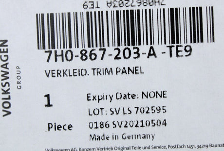 VW Transporter T6 2016-19 Sliding door panel (Left Lower) 7H0867203A TE9