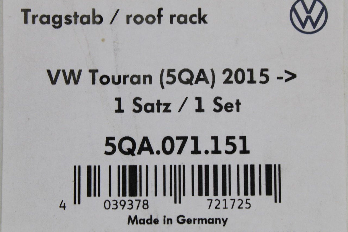 VW Touran 2016-20 roof bars set (T-groove) 5QA071151