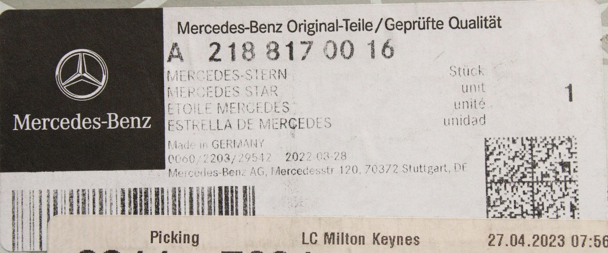 Mercedes-Benz CLS C218 rear boot lid star badge A2188170016