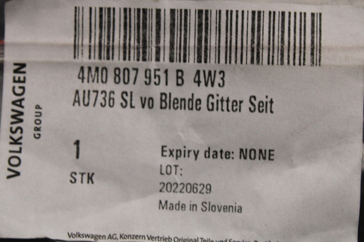 Audi Q7 2016-on lower front bumper sensor trim left 4M0807951B 4W3