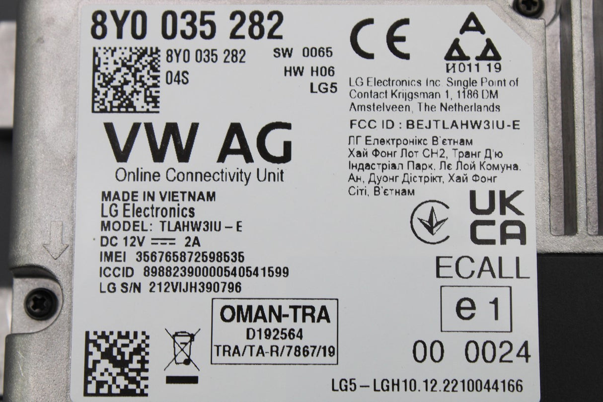 Audi A3 8Y 2020-on control unit for online services 8Y0035282