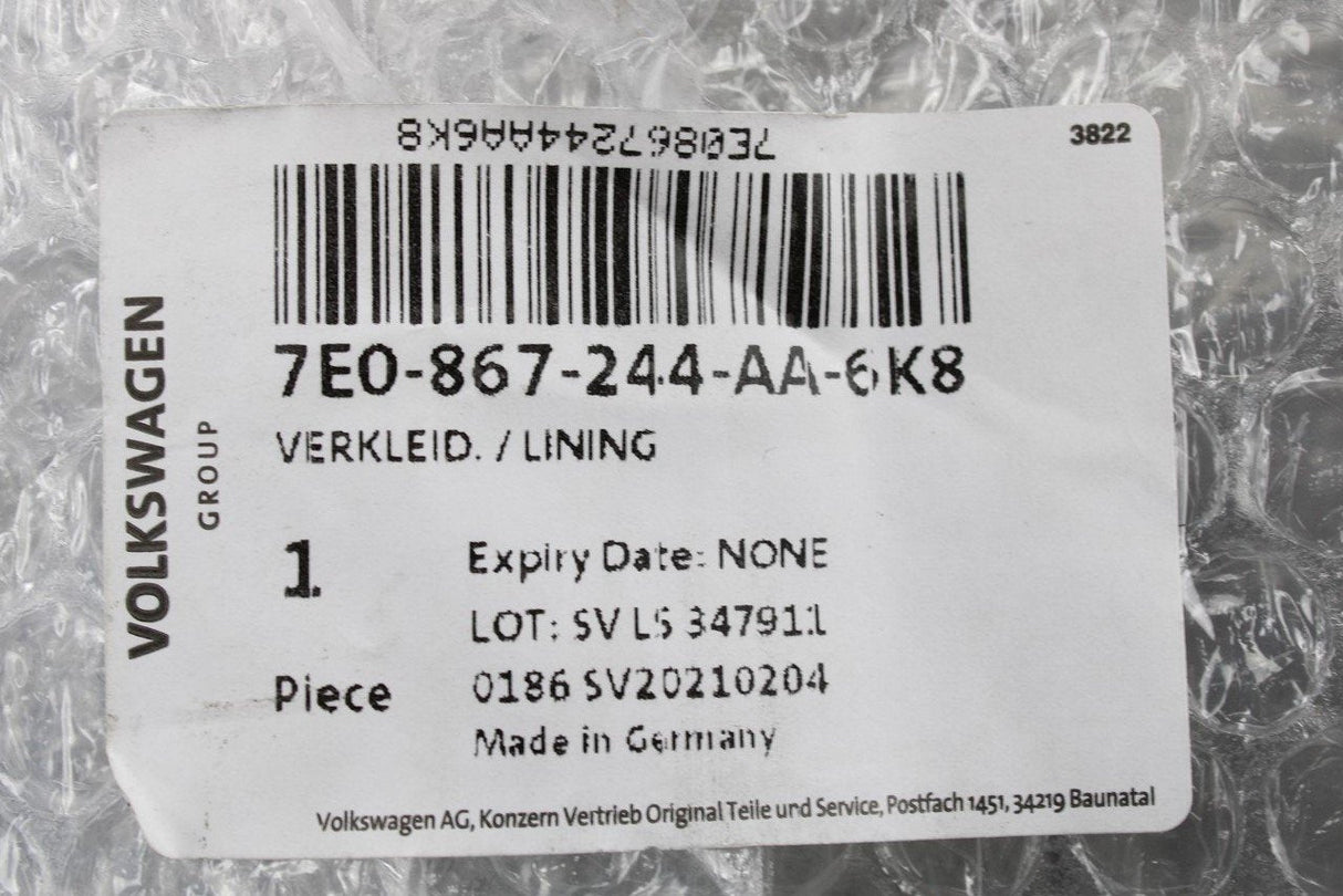 VW Transporter T6 T6.1 B-pillar trim (right upper) 7E0867244AA 6K8