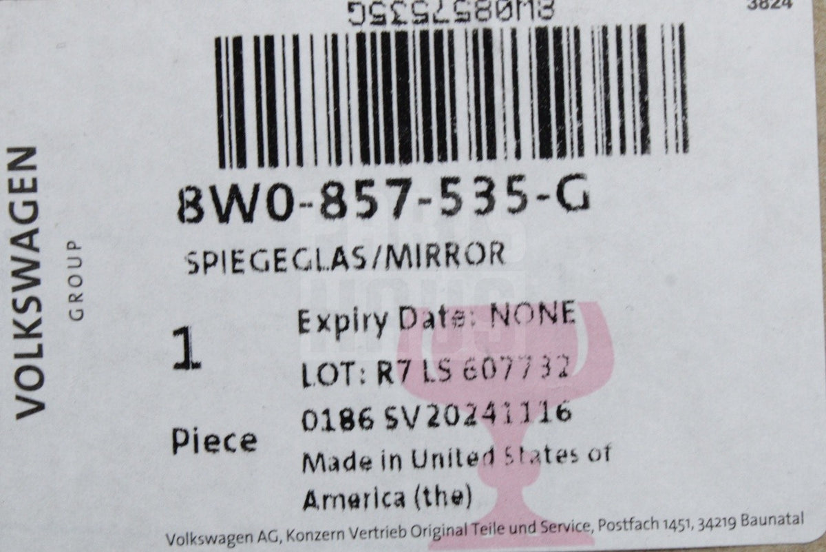 Audi A4 S4 RS4 A5 S5 RS5 2016-25 wing mirror glass (left) 8W0857535G