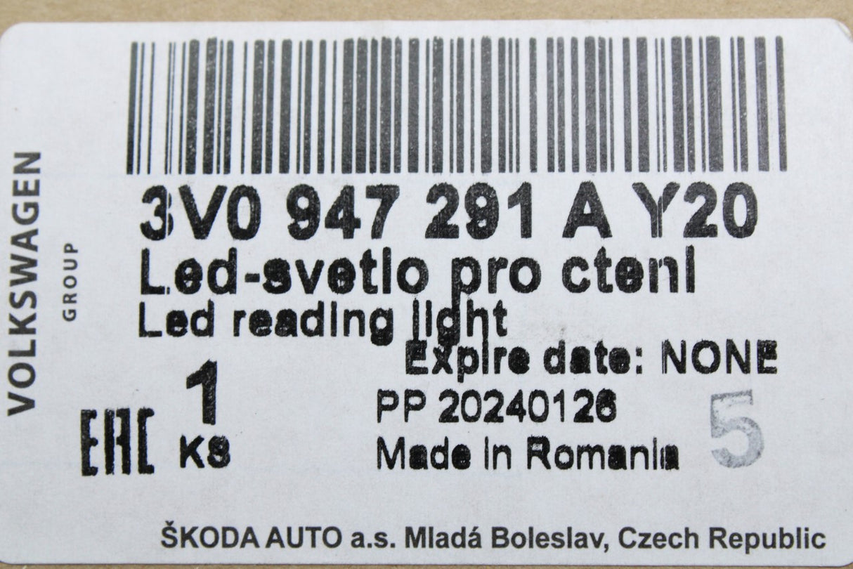 Skoda Kodiaq Superb interior reading light (pearl grey) 3V0947291A Y20