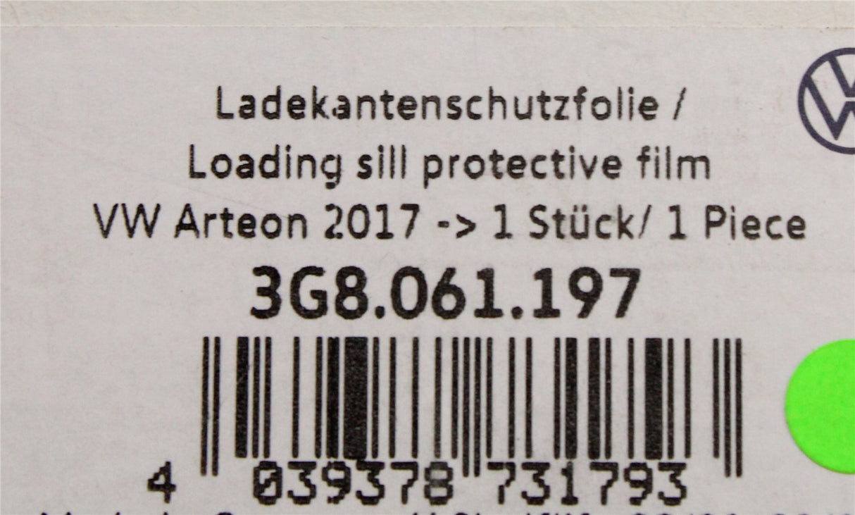 VW Arteon 2017-on clear bumper protection film (rear) 3G8061197