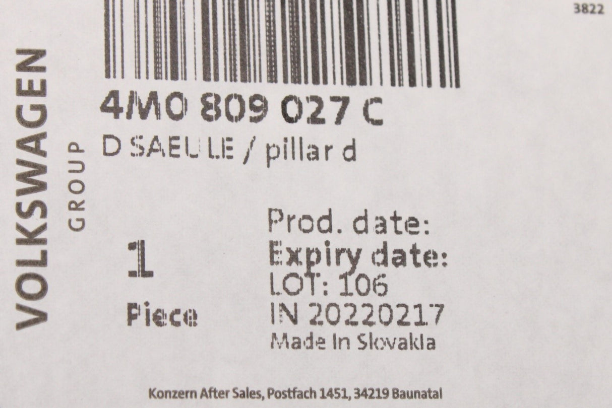 Audi Q7 4M 2016-on rear quarter body panel (left) 4M0809027C