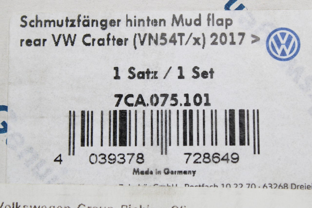 VW Crafter 2017-on accessory mud flaps (rear) 7CA075101