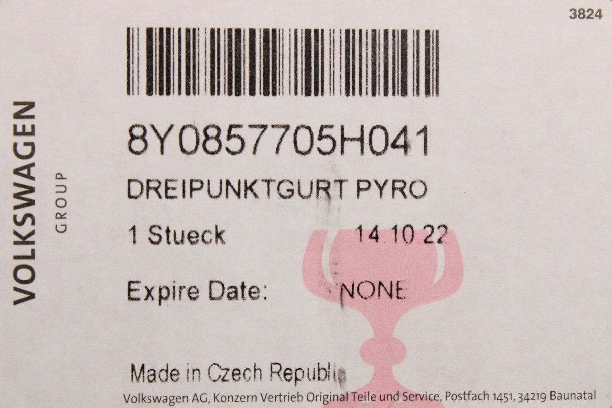 Audi A3 RS3 8Y 2020-on three point seat belt (front left) 8Y0857705H 041