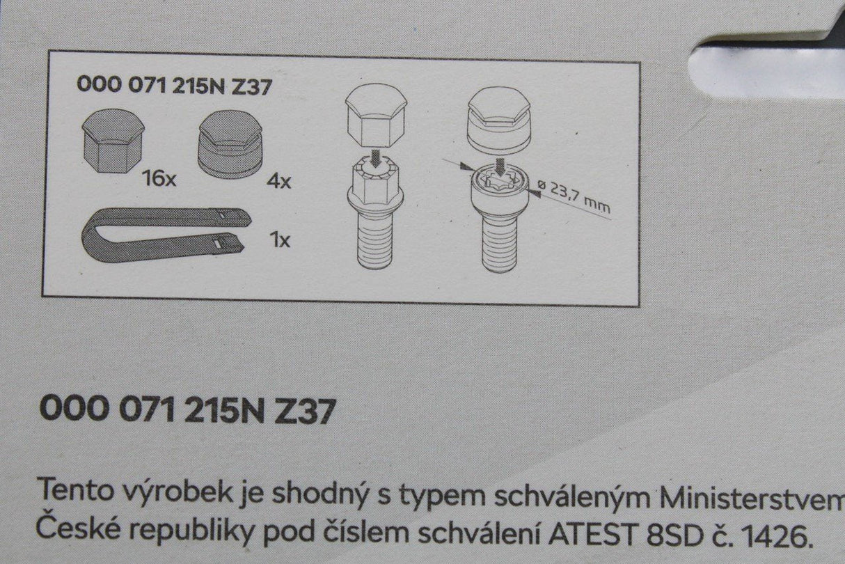 Skoda wheel nut bolt cover set (matt grey) 000071215N Z37