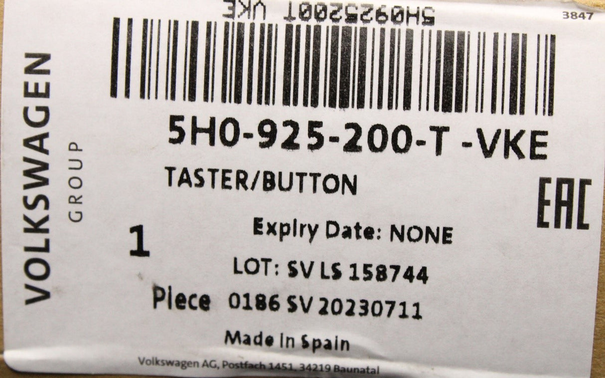 VW Golf MK8 2020-on multi push button 5H0925200T VKE