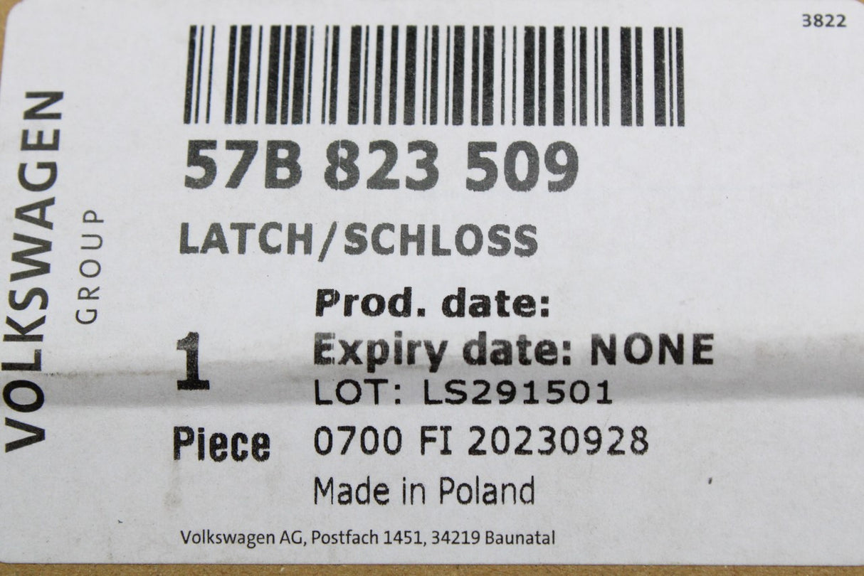 Skoda Karoq 2018-on VW Taos 21-23 lower bonnet lock latch 57B823509