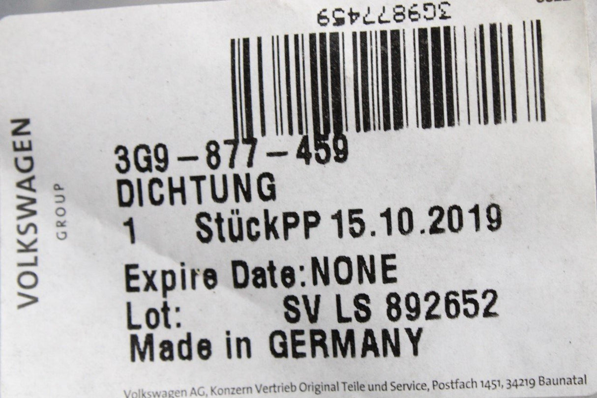 VW Passat B8 Golf MK8 Skoda SEAT panoramic glass roof seal 3G9877459