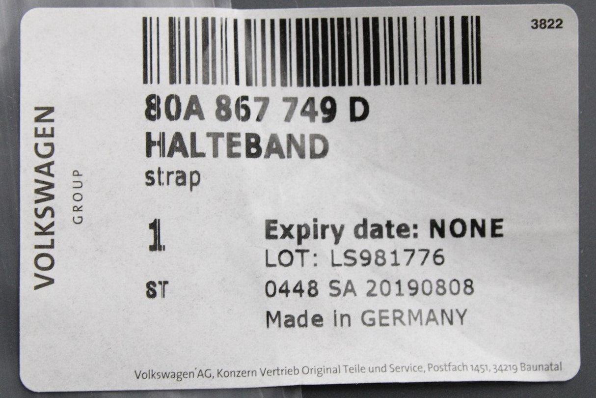 Audi Q5 SQ5 2017-on spare wheel air compressor holding strap 80A867749D