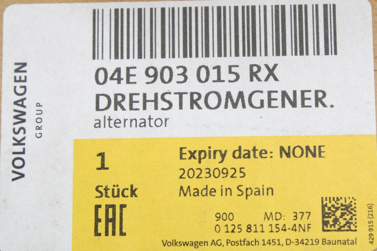 VW Golf Skoda SEAT 1.0 1.2 1.4 1.5 TSI alternator (180A) 04E903015RX