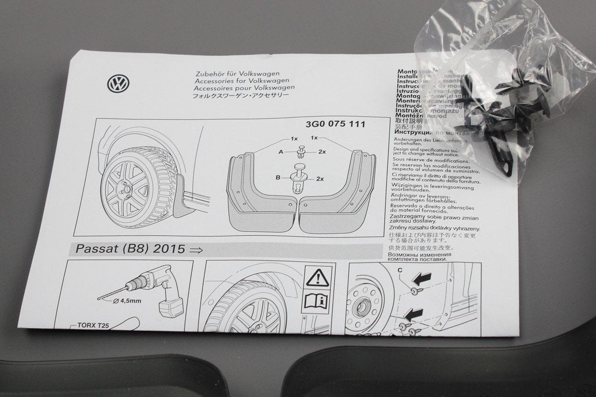 VW Passat B8 2015-on accessory front mud flaps pair 3G0075111