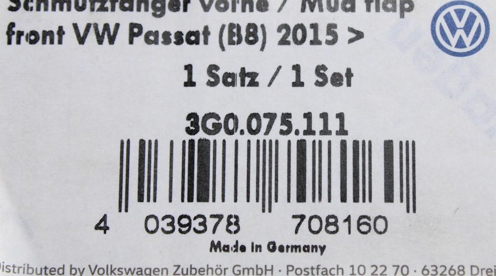 VW Passat B8 2015-on accessory front mud flaps pair 3G0075111
