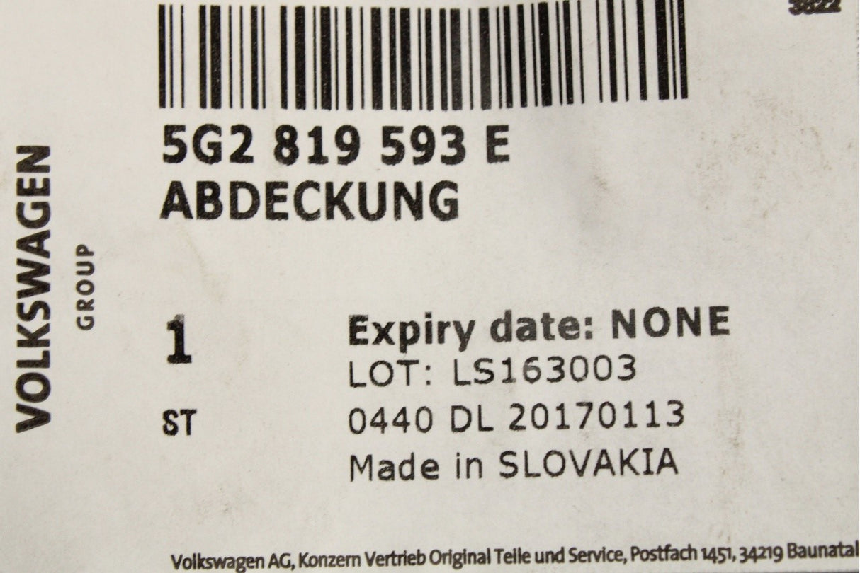 VW Golf MK7.5 17-20 e-Golf 14-20 lower dashboard cover (RHD) 5G2819593E