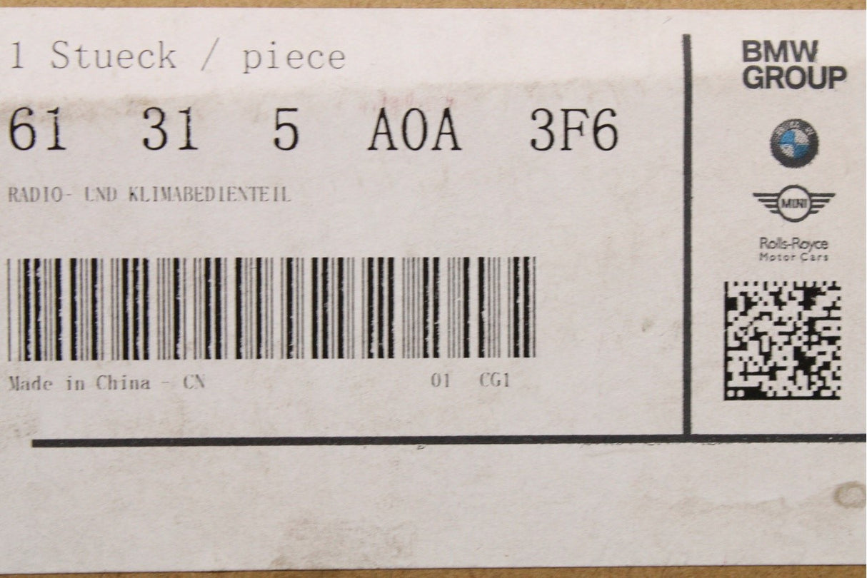 BMW i3 2013-18 radio and climate control A/C panel 61315A0A3F6