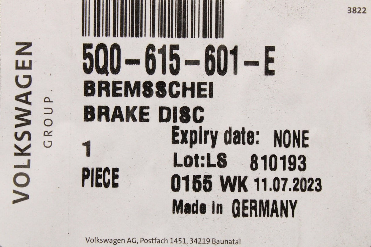 VW Golf R MK6/7/8 T-Roc Scirocco R rear brake discs (310mm) 5Q0615601E