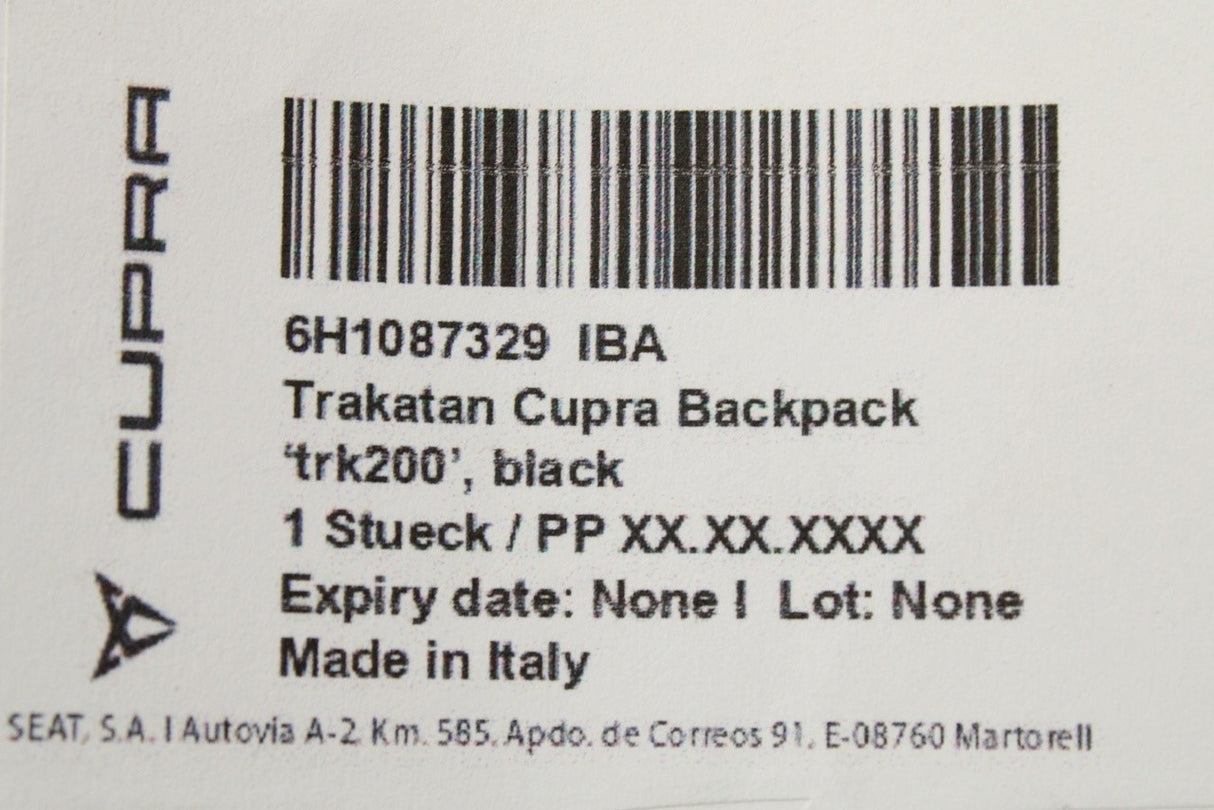 CUPRA Trakatan back pack (black) 6H1087329 IBA