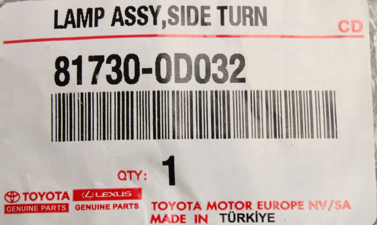 Toyota RAV4 05-12 Yaris 05-11 side wing indicator (x1) 81730-0D032