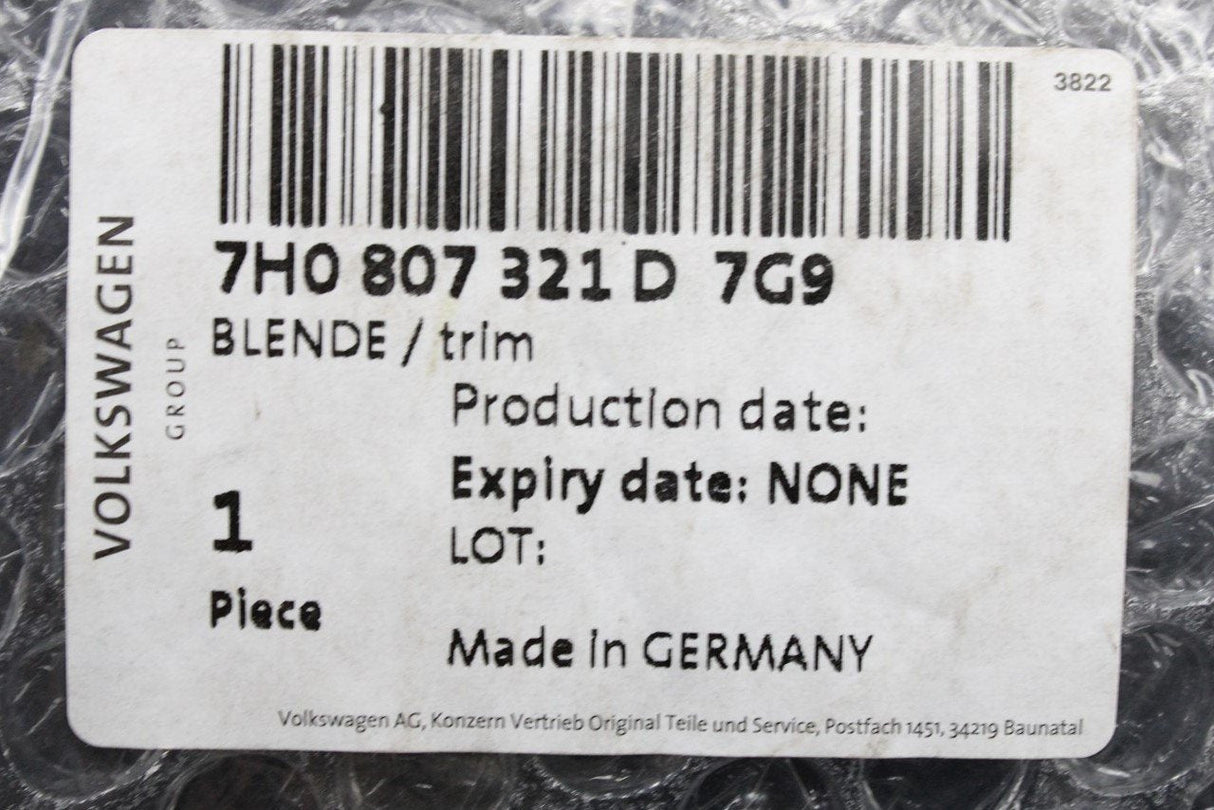 VW Transporter T5.1 2010-15 rear d pillar trim (left) 7H0807321D 7G9