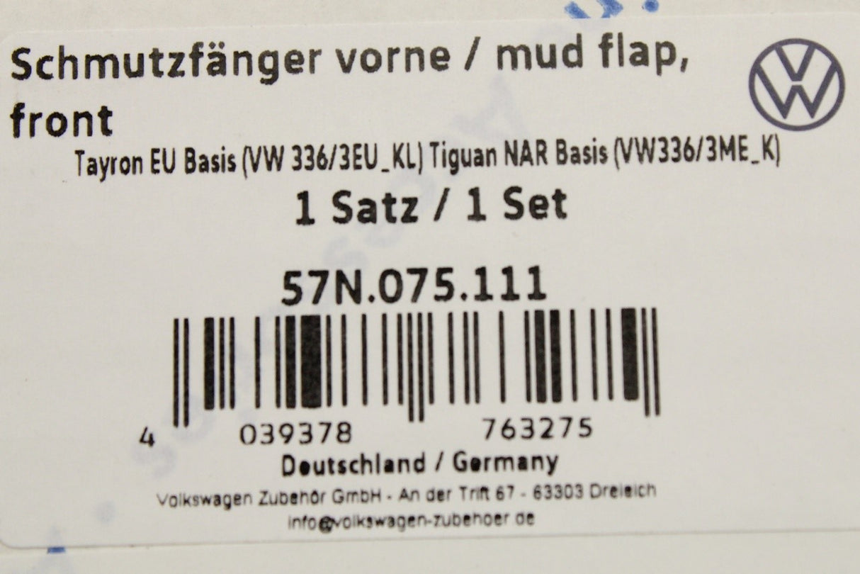 VW Tayron 2025-on mud flaps (front) 57N075111