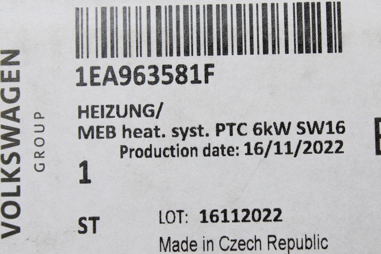 VW ID.3 Audi Q4 e-Tron Skoda Enyaq electric heater matrix PTC 1EA963581F