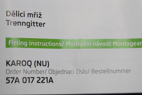 Skoda Karoq 2017-Onward Dog guard for VarioFlex rear seats 57A017221A