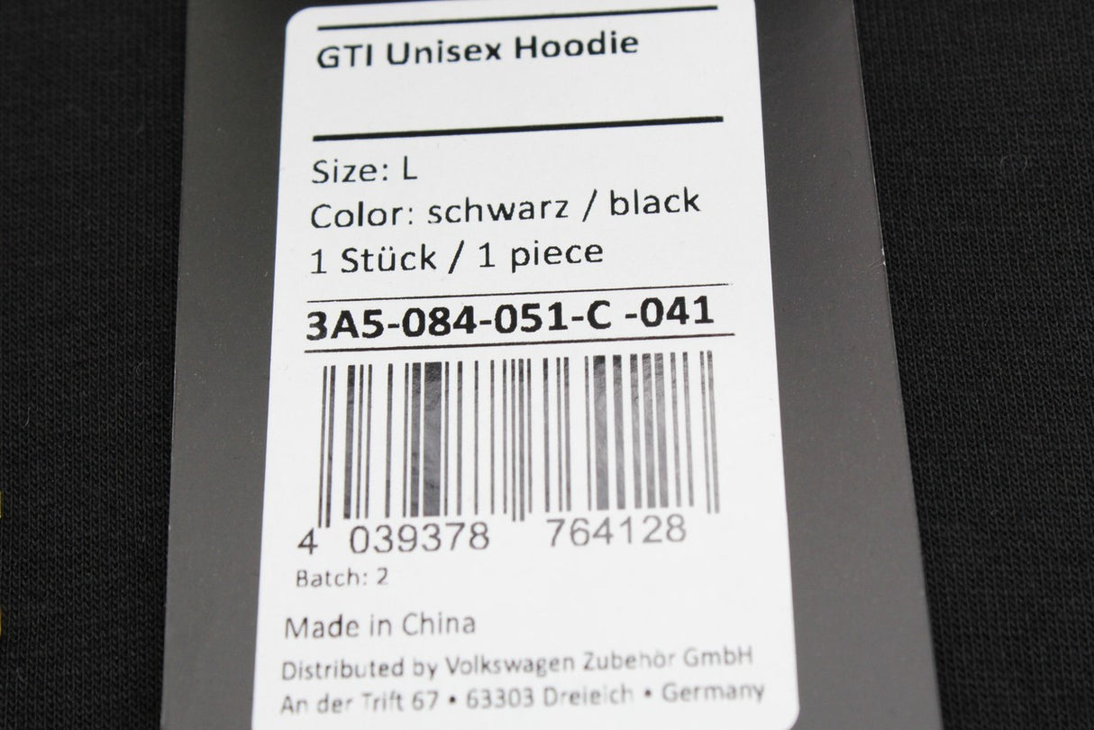 Volkswagen GTI black unisex hoodie (L) 3A5084051C 041