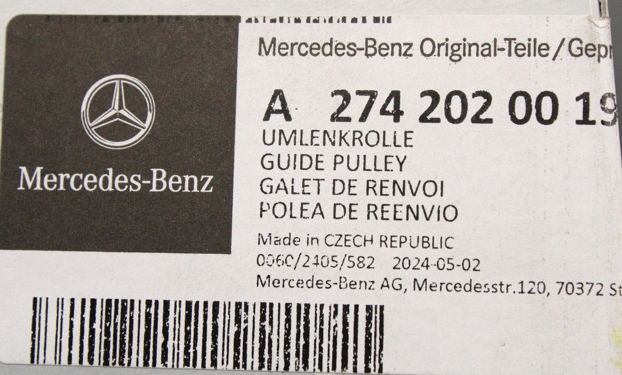 Mercedes-Benz auxiliary belt tensioner pulley A2742020019