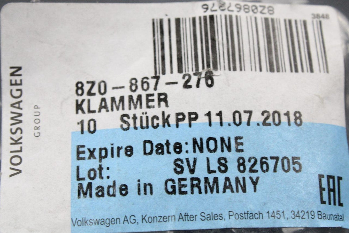 VW Audi Skoda SEAT interior trim clip (x5) 8Z0867276