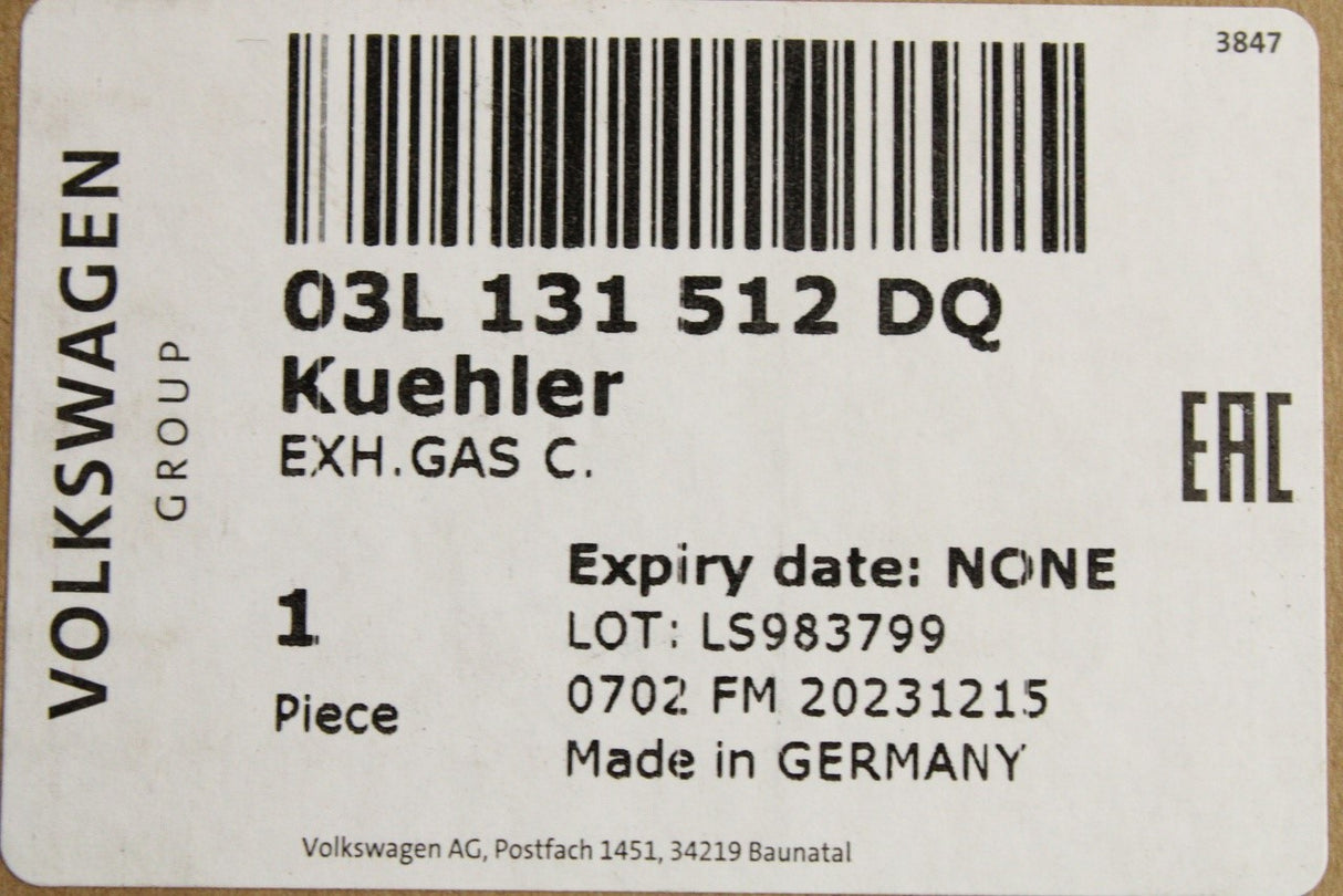 VW Caddy Polo Tiguan Audi Skoda SEAT 1.6 2.0 TDI EGR cooler 03L131512DQ