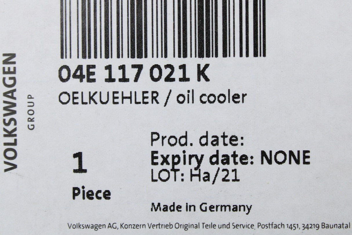 VW Audi Skoda SEAT 1.0 1.2 1.4 TSI TFSI engine oil cooler 04E117021K