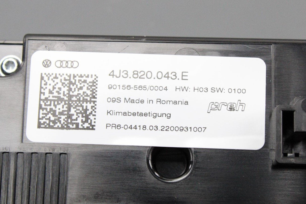 Audi e-Tron GT 2021-on RHD A/C control and display panel unit 4J3820043E