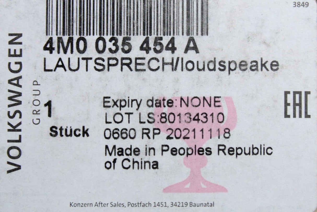 VW Golf MK7 Passat Audi A4 Skoda SEAT emergency loud speaker 4M0035454A