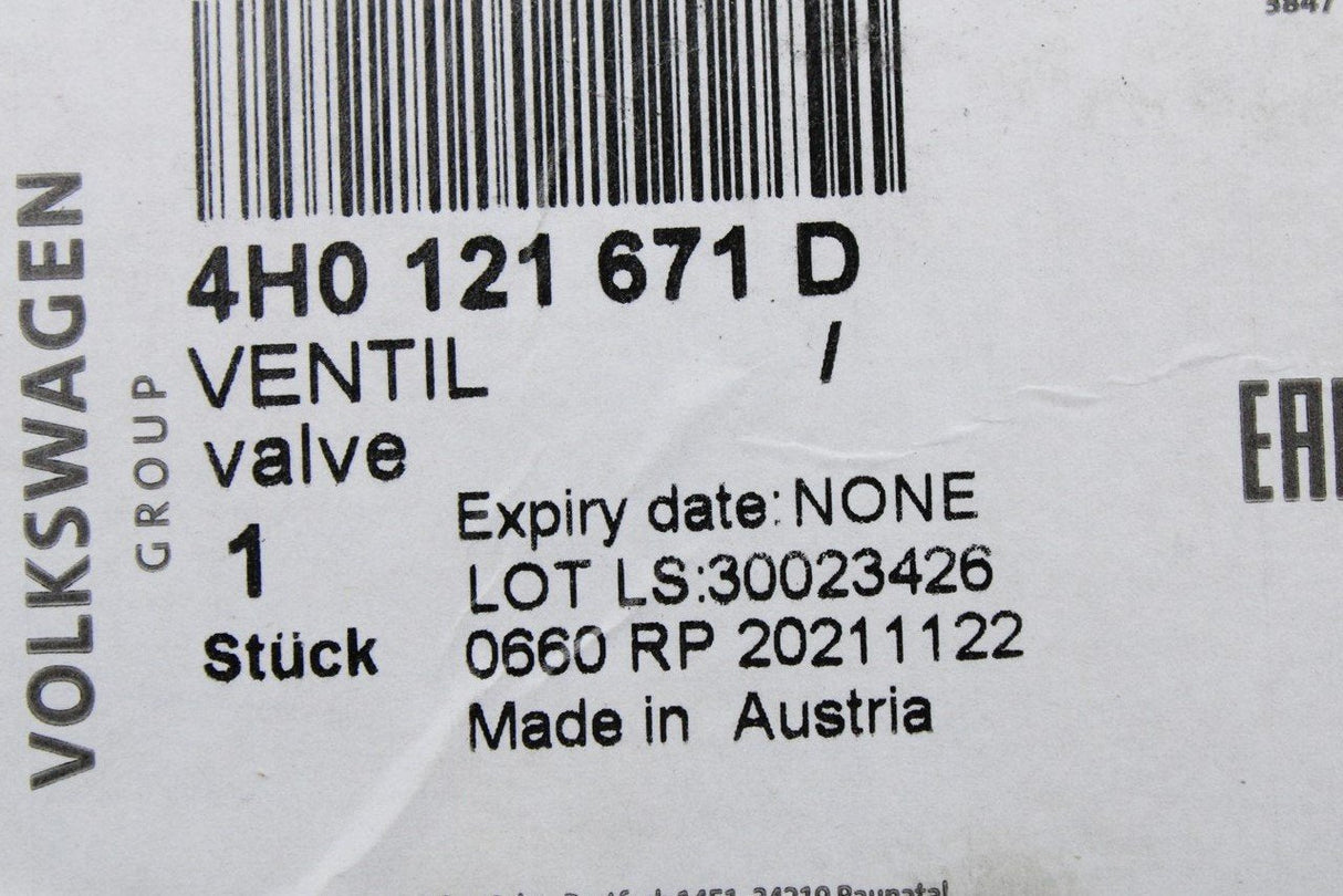 VW Audi Skoda SEAT coolant heating control solenoid valve 4H0121671D