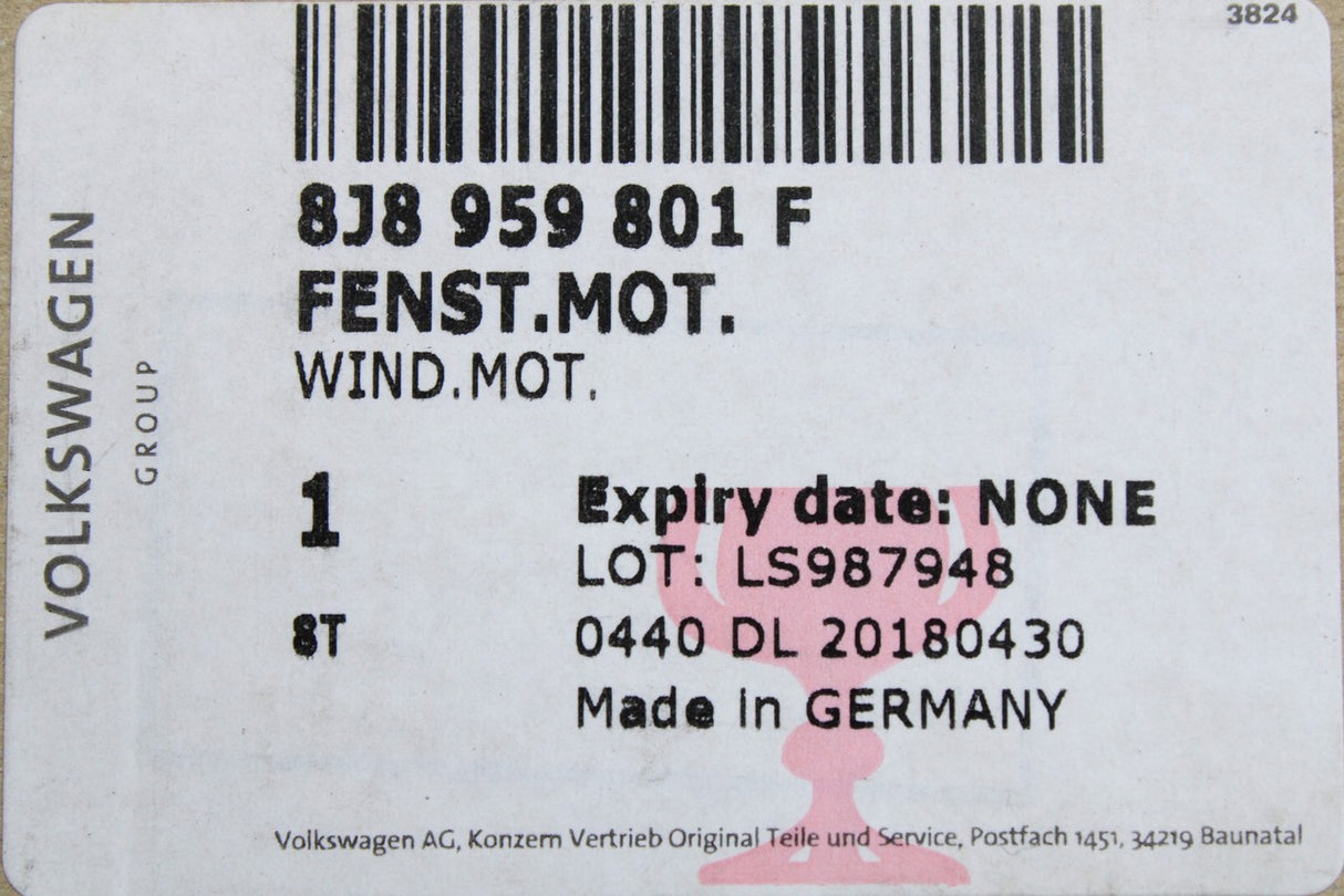 Audi TT TTS TTRS Roadster 2007-2014 window motor (drivers) 8J8959801F