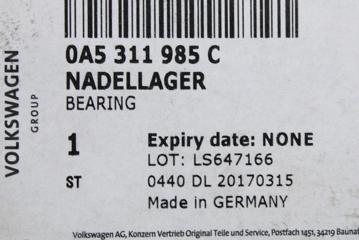VW Transporter T5-T6.1 MQ500 needle bearing (44.5x61.5x3) 0A5311985C