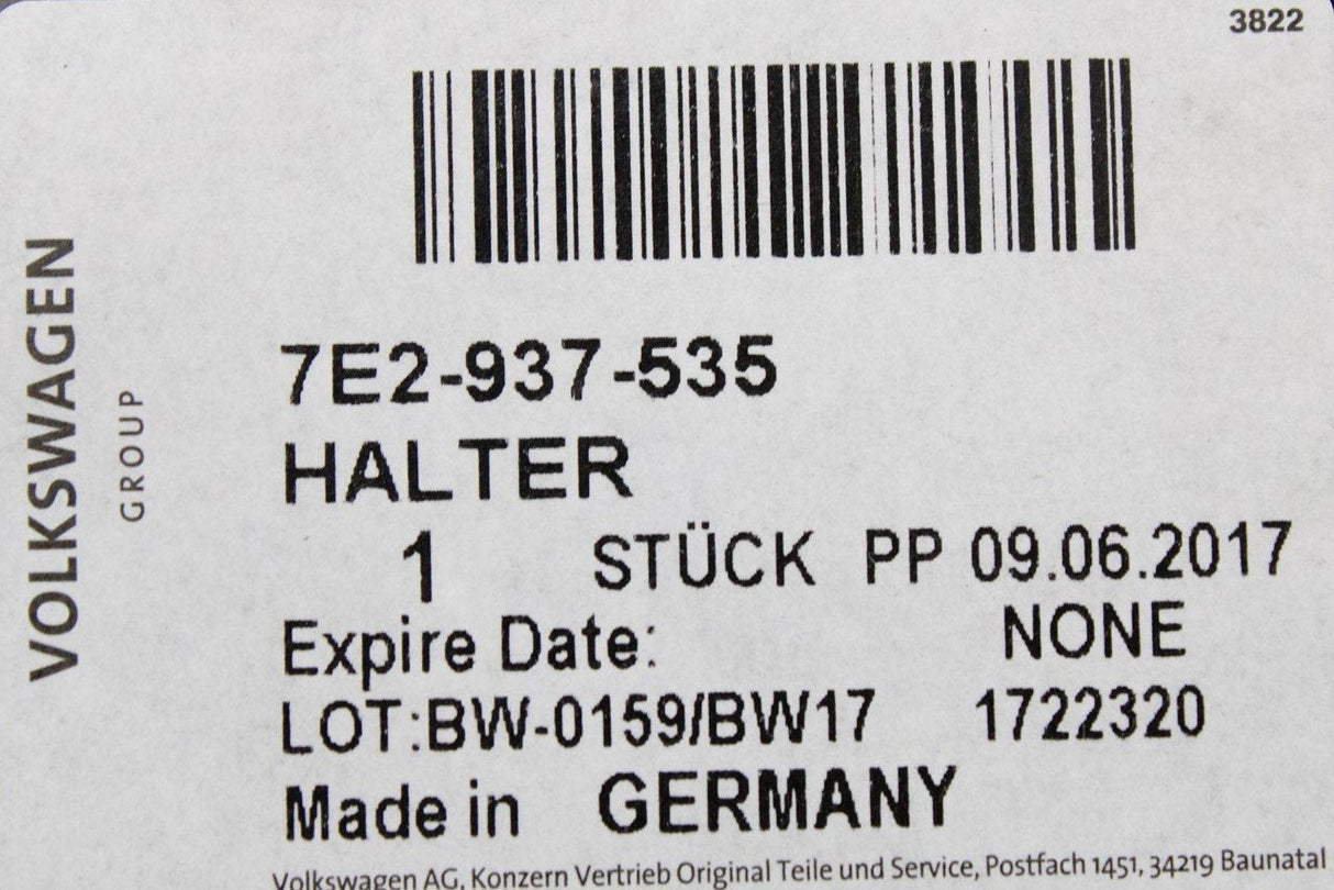 VW Transporter T5.1 10-15 Control unit retainer bracket (RHD) 7E2937535