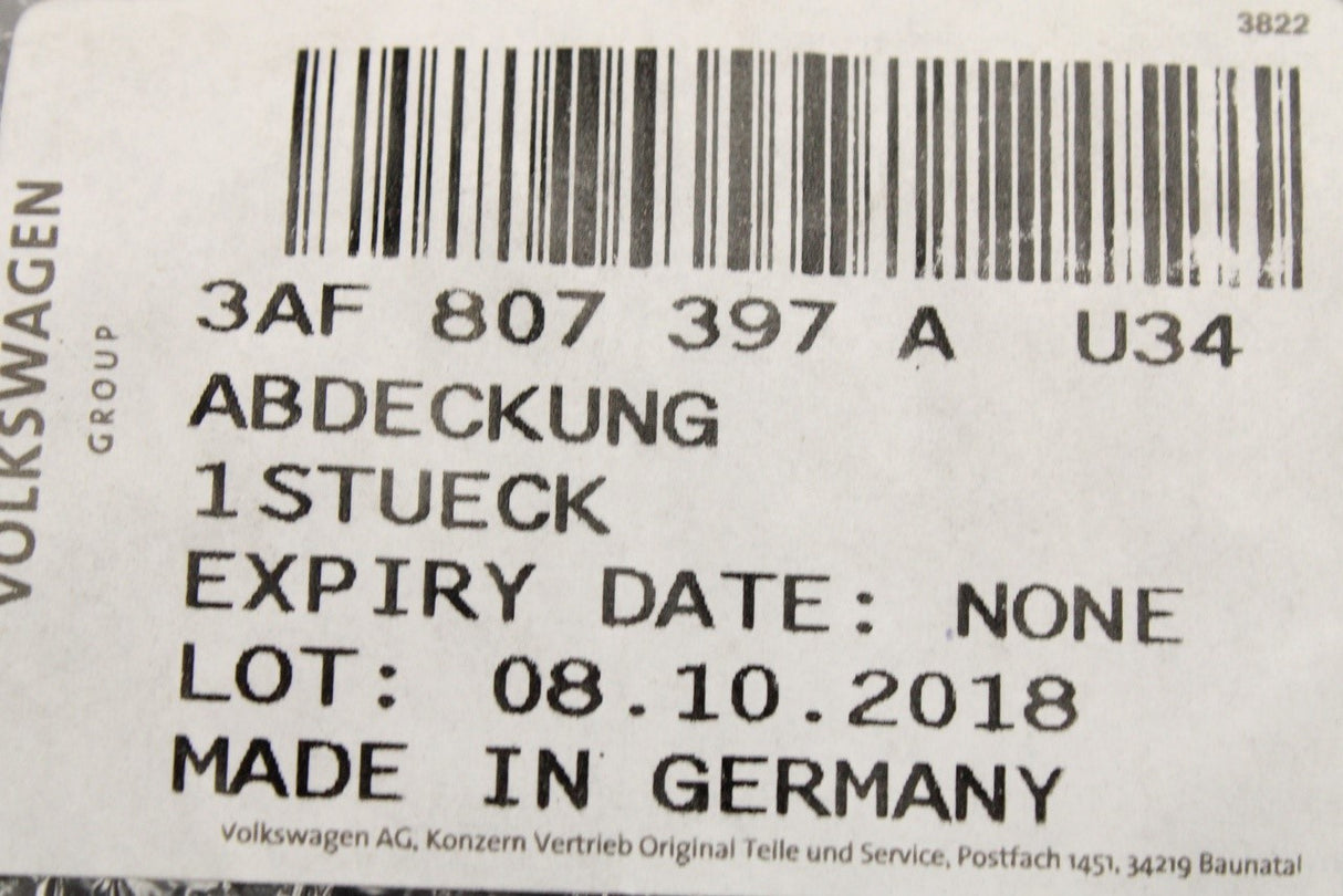 VW Passat B7 2011-15 Alltrack towing hook cover 3AF807397A U34