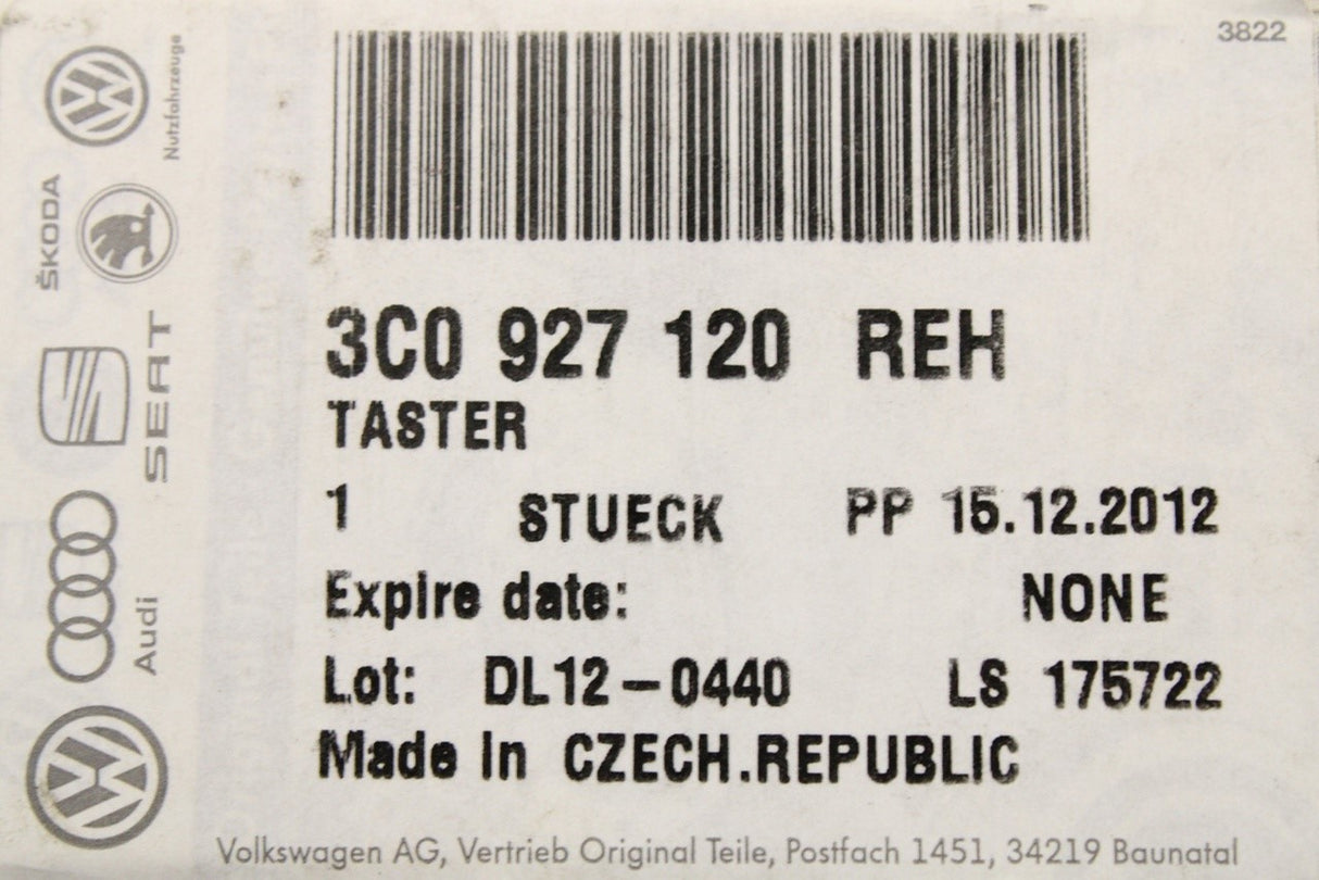 VW Passat B6 2008 parking assist push button 3C0927120 REH