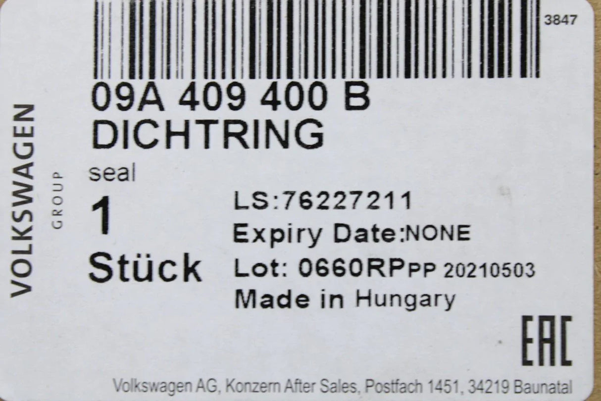 VW Audi Skoda SEAT 7 speed DSG gearbox shaft oil seal (right) 09A409400B