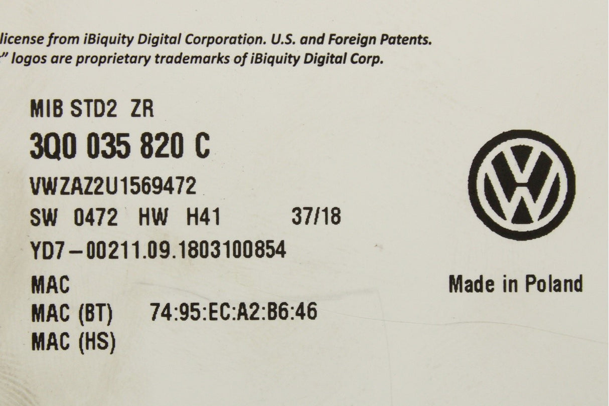 VW Arteon Golf  Polo Tiguan Composition media control unit 3Q0035820C