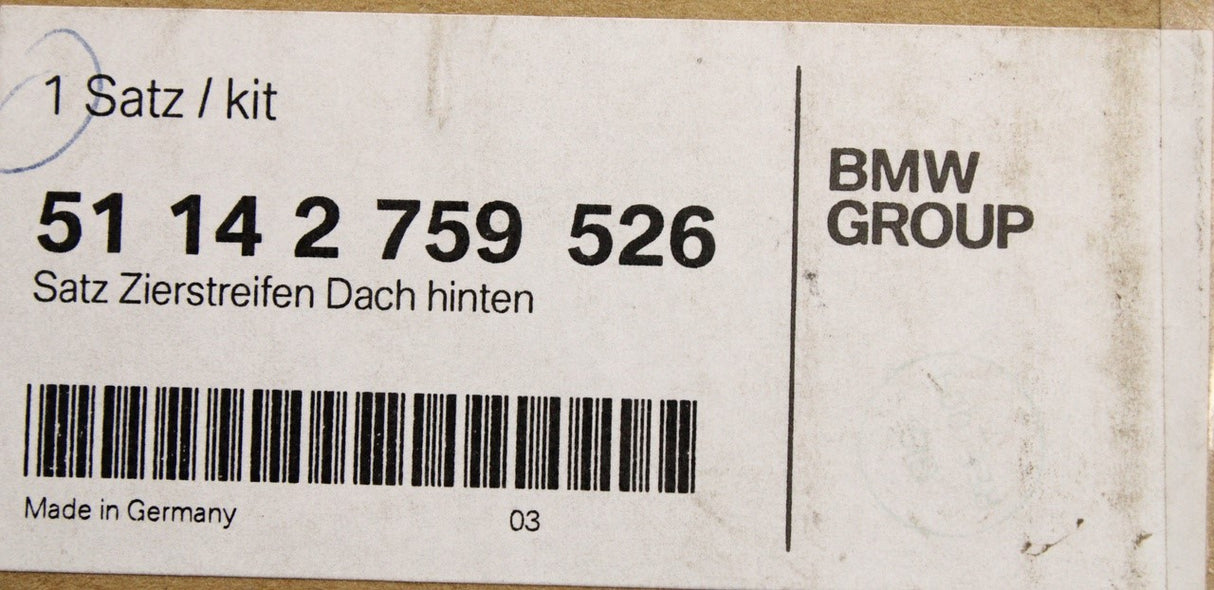 MINI cooper R58 rear roof centre stripes (midnight black) 51142759526