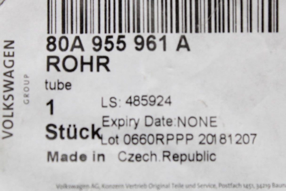 Audi Q5 SQ5 2017-on rear wiper motor washer fluid hose 80A955961A