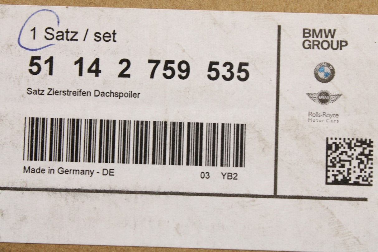 MINI cooper R58 rear roof centre stripes (midnight black) 51142759535